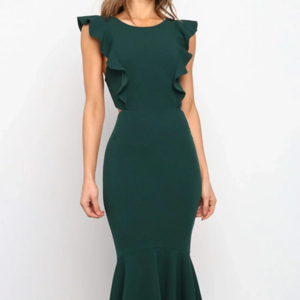 New PETAL & PUP AVANI DRESS IN EMERALD - Picture 4 of 8